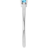 14K Gold Round Natural Swiss Blue Topaz Solitaire Ring - White Gold - view 9