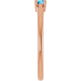 14K Gold Round Natural Swiss Blue Topaz Solitaire Ring - Rose Gold - view 9