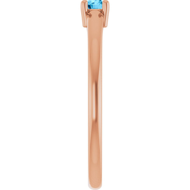 14K Gold Round Natural Swiss Blue Topaz Solitaire Ring - Rose Gold - view 9