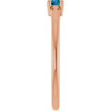 14K Gold Round Natural London Blue Topaz Solitaire Ring - Rose Gold - view 9