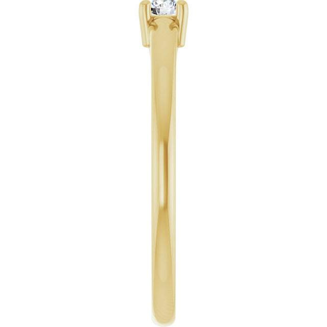 14K Gold Round Natural White Sapphire Solitaire Ring - Yellow Gold - view 9