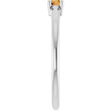 14K Gold Round Natural Citrine Solitaire Ring - White Gold - view 9