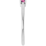 Platinum Round Natural Pink Tourmaline Solitaire Ring - view 9