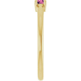 14K Gold Round Natural Pink Tourmaline Solitaire Ring - Yellow Gold - view 9