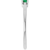 Platinum Round Natural Emerald Solitaire Ring - view 9