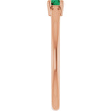 14K Gold Round Natural Emerald Solitaire Ring - Rose Gold - view 9