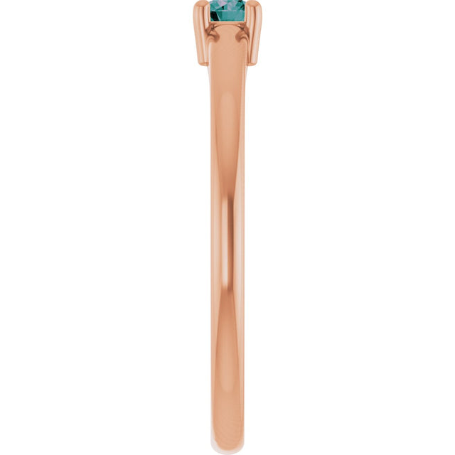 14K Gold Round Lab-Grown Alexandrite Solitaire Ring - Rose Gold - view 9