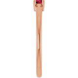 14K Gold Round Natural Ruby Solitaire Ring - Rose Gold - view 9