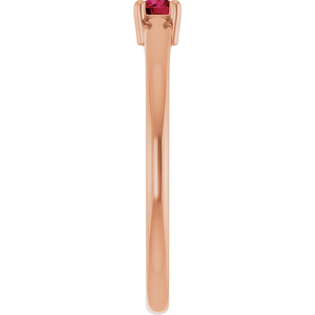 14K Gold Round Natural Ruby Solitaire Ring - Rose Gold - view 9