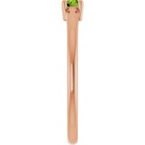14K Gold Round Natural Peridot Solitaire Ring - Rose Gold - view 9