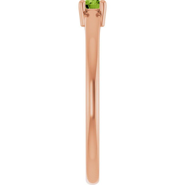 14K Gold Round Natural Peridot Solitaire Ring - Rose Gold - view 9