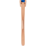 14K Gold Round Natural Blue Sapphire Solitaire Ring - Rose Gold - view 9