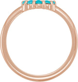 14K Gold Round Natural Turquoise Cabochon Halo-Style Ring - Rose Gold - view 4