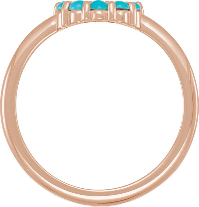 14K Gold Round Natural Turquoise Cabochon Halo-Style Ring - Rose Gold - view 4