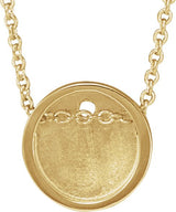 14K Gold Round Natural White Sapphire Engravable Disc Necklace or Slide Pendant - Yellow Gold - view 3