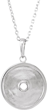 14K Gold Round Natural Aquamarine & Natural Diamond Accented Disc Necklace or Pendant - White Gold - view 3