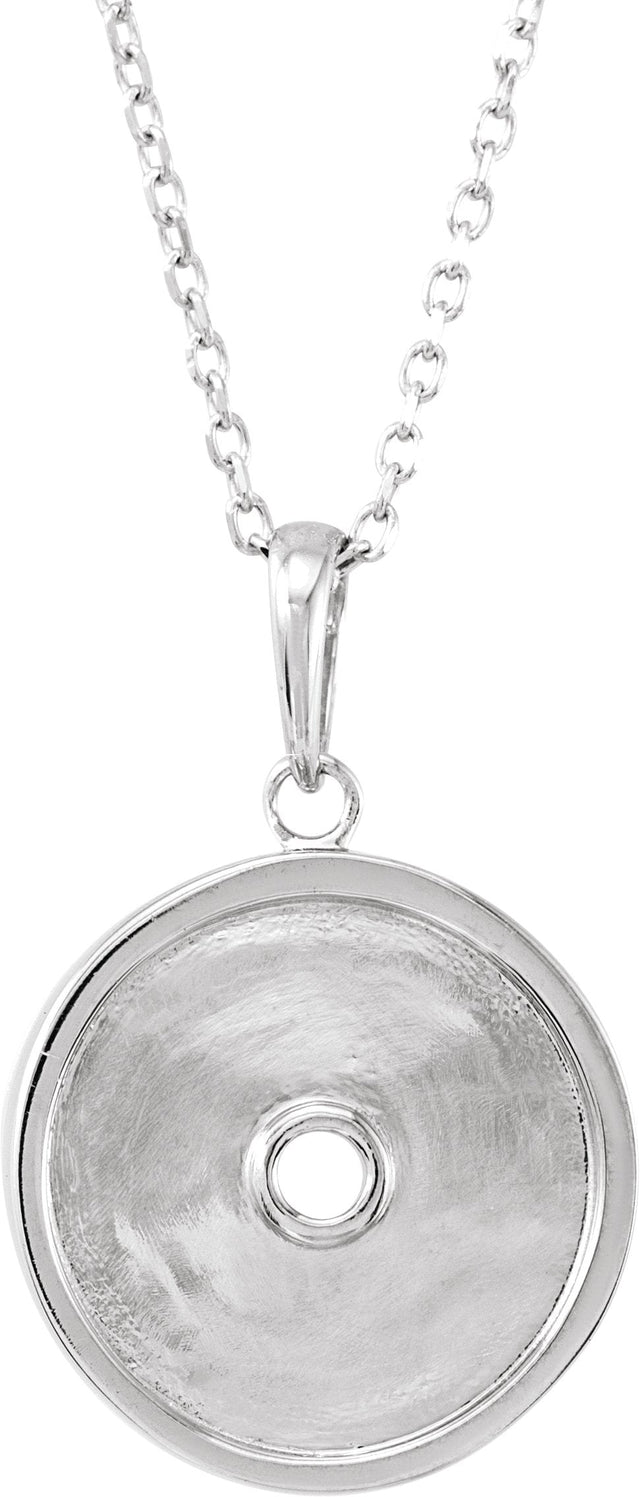 Platinum Round Natural Aquamarine & Natural Diamond Accented Disc Necklace or Pendant - view 3