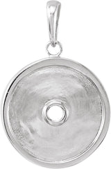 Platinum Round Natural Aquamarine & Natural Diamond Accented Disc Necklace or Pendant - view 3
