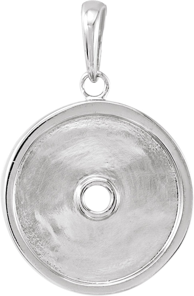 14K Gold Round Natural Aquamarine & Natural Diamond Accented Disc Necklace or Pendant - White Gold - view 3
