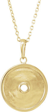 14K Gold Round Natural Aquamarine & Natural Diamond Accented Disc Necklace or Pendant - Yellow Gold - view 3
