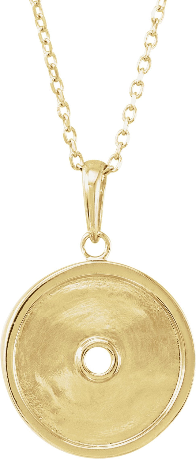 14K Gold Round Natural Aquamarine & Natural Diamond Accented Disc Necklace or Pendant - Yellow Gold - view 3