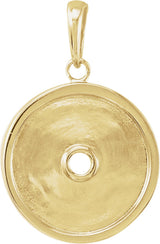 14K Gold Round Natural Aquamarine & Natural Diamond Accented Disc Necklace or Pendant - Yellow Gold - view 3