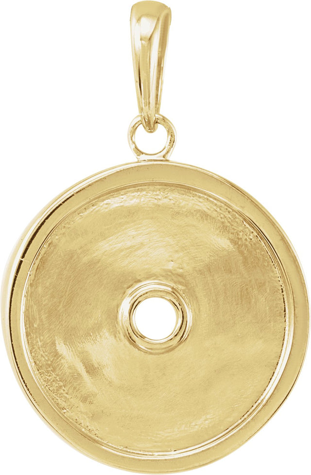 14K Gold Round Natural Aquamarine & Natural Diamond Accented Disc Necklace or Pendant - Yellow Gold - view 3
