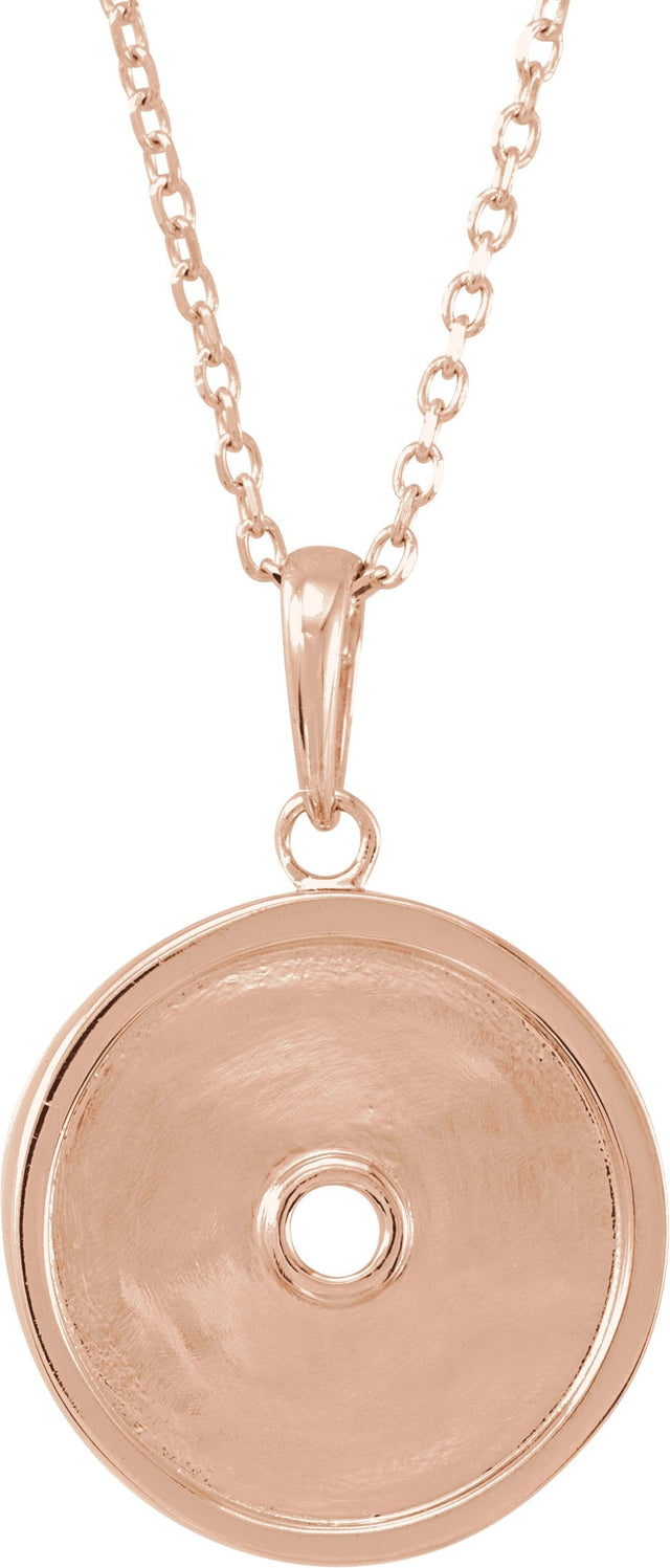 14K Gold Round Natural Aquamarine & Natural Diamond Accented Disc Necklace or Pendant - Rose Gold - view 3