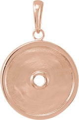 14K Gold Round Natural Aquamarine & Natural Diamond Accented Disc Necklace or Pendant - Rose Gold - view 3