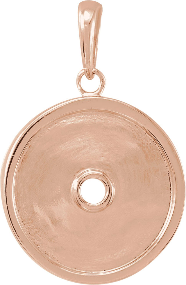 14K Gold Round Natural Aquamarine & Natural Diamond Accented Disc Necklace or Pendant - Rose Gold - view 3