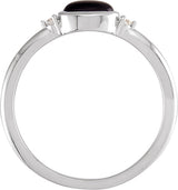 14K Gold Natural Black Onyx Bezel-Set Cabochon Ring – .03 CTW - White Gold - view 4