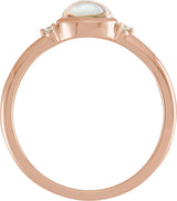 14K Gold Natural Rainbow Moonstone Bezel-Set Cabochon Ring – .03 CTW - Rose Gold - view 4