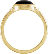 14K Gold Natural Black Onyx Bezel-Set Cabochon Ring – .03 CTW - Yellow Gold - view 4