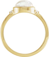 14K Gold Natural Rainbow Moonstone Bezel-Set Cabochon Ring – .03 CTW - Yellow Gold - view 4