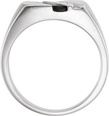 14K Gold Natural Black Onyx Accented Signet Ring - White Gold - view 4