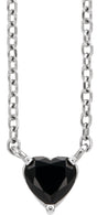 Platinum Heart Natural Black Onyx Solitaire Necklace