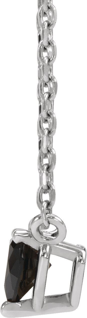 Platinum Heart Natural Black Onyx Solitaire Necklace - view 2
