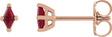 14K Gold Lab-Grown Ruby Lozenge 4-Prong Stud Earrings - Rose Gold