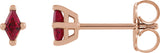 14K Gold Lab-Grown Ruby Lozenge 4-Prong Stud Earrings - Rose Gold