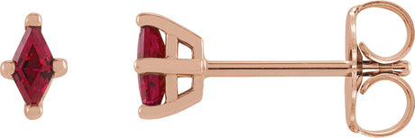14K Gold Lab-Grown Ruby Lozenge 4-Prong Stud Earrings - Rose Gold