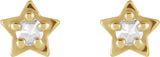 14K Gold Round Natural Diamond Star Cabochon Earrings - Yellow Gold - view 4