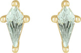 14K Gold Lab-Grown Green Sapphire Kite 4-Prong Stud Earrings - Yellow Gold - view 2