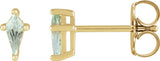 14K Gold Lab-Grown Green Sapphire Kite 4-Prong Stud Earrings - Yellow Gold