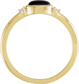 14K Gold Natural Black Onyx Bezel-Set Cabochon Ring – .03 CTW - Yellow Gold - view 4