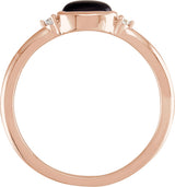 14K Gold Natural Black Onyx Bezel-Set Cabochon Ring – .03 CTW - Rose Gold - view 4