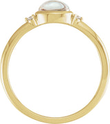 14K Gold Natural Rainbow Moonstone Bezel-Set Cabochon Ring – .03 CTW - Yellow Gold - view 4