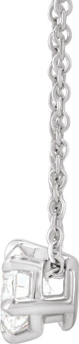 14K Gold Round Lab-Grown Diamond Solitaire Necklace or Slide Pendant - White Gold - view 6