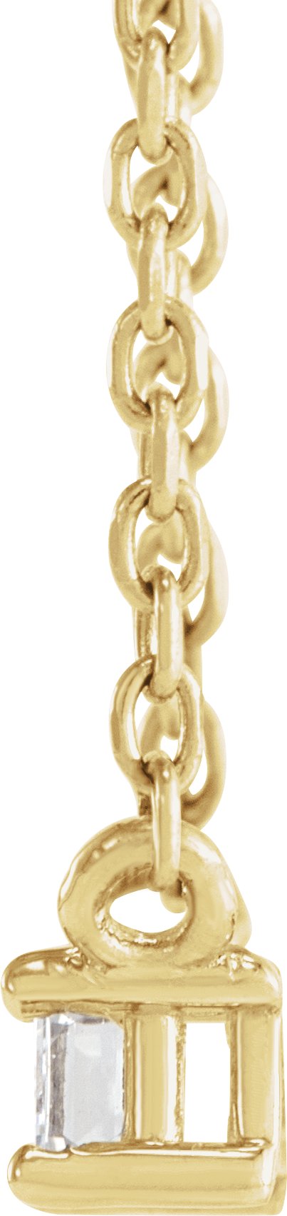 14K Gold Straight Baguette Natural Diamond Solitaire Necklace - Yellow Gold - view 4