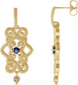 14K Gold Round Natural Tanzanite & Natural Diamond Granulated Earrings