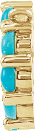 14K Gold Round Natural Turquoise Cabochon Circle Necklace - Yellow Gold - view 2